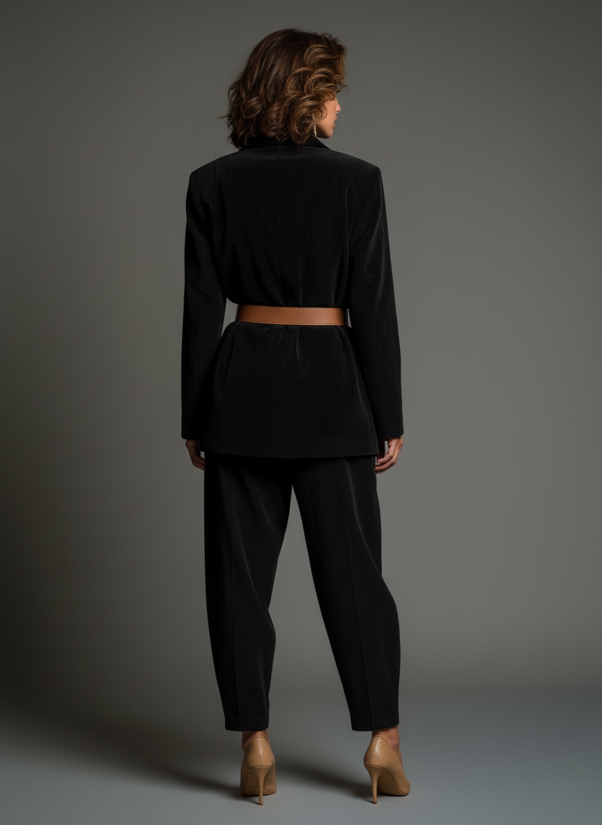 Completo giacca e pantalone in viscosa- Colore nero