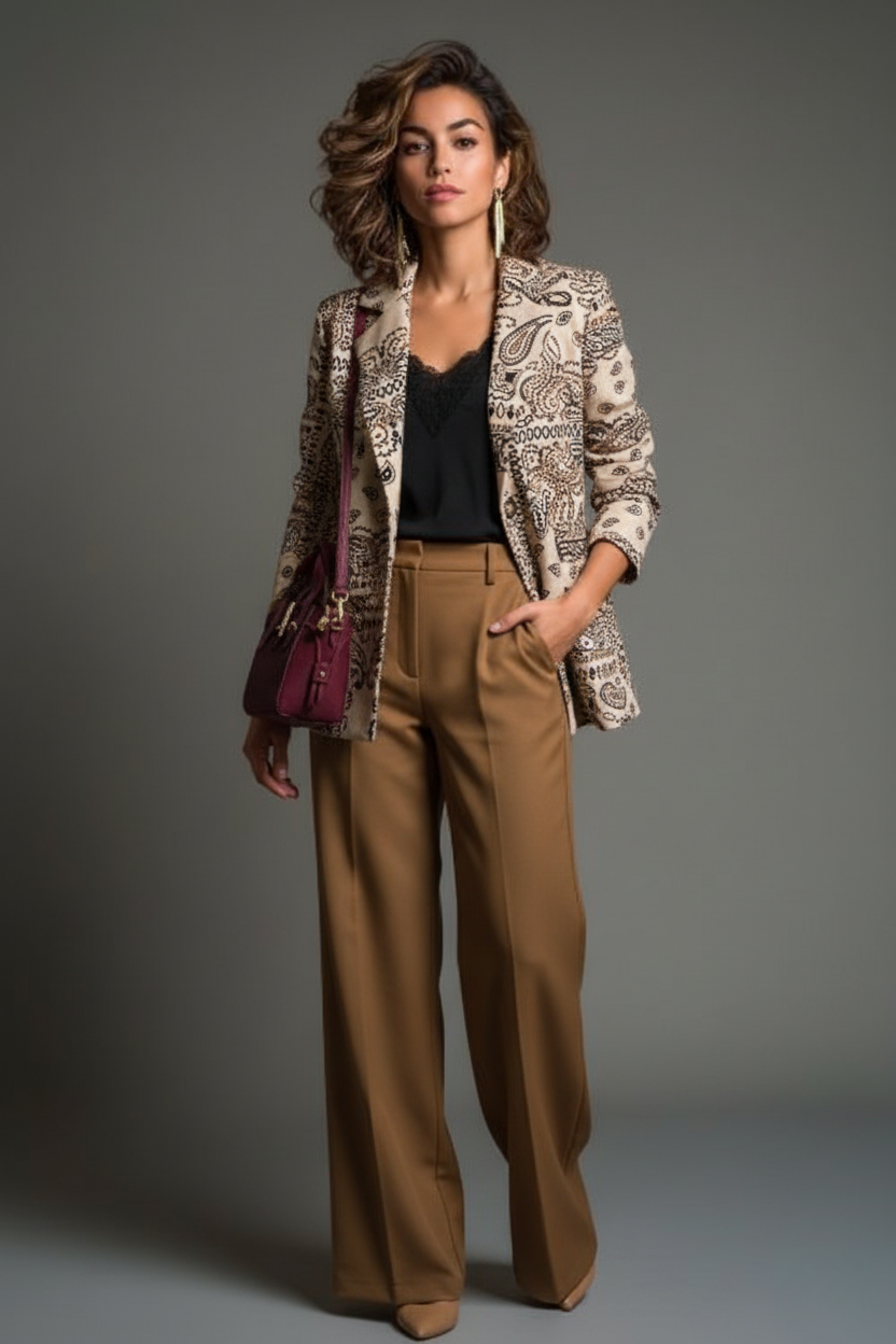 Giacca beige con fantasia paisley