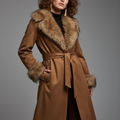 Cappotto Scamosciato con Ecopelliccia – “Winter Bloom Luxe"