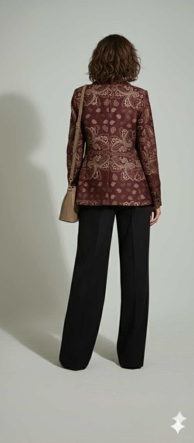 Giacca bordeaux con fantasia paisley