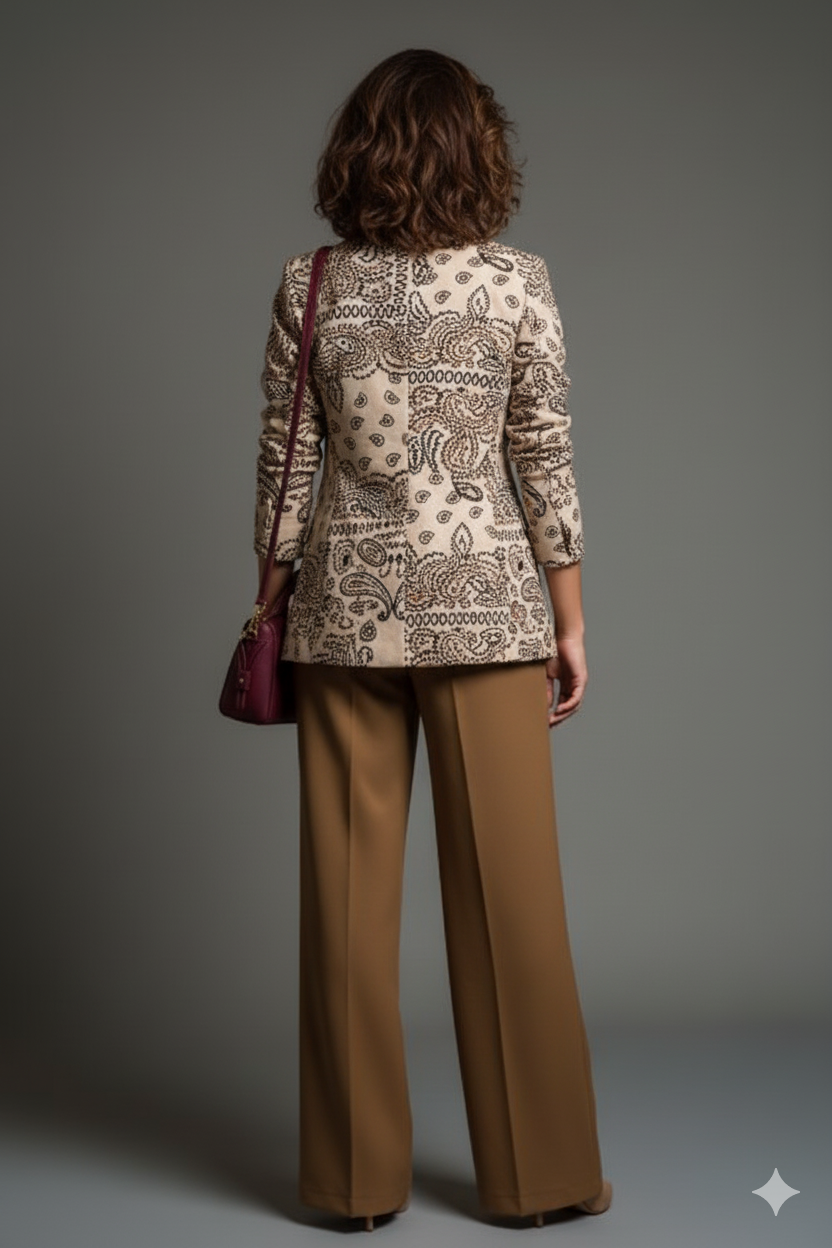 Giacca beige con fantasia paisley