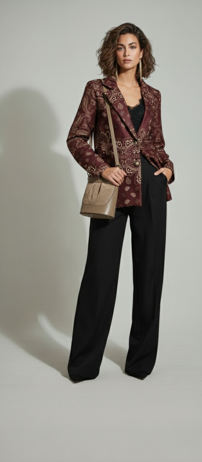 Giacca bordeaux con fantasia paisley